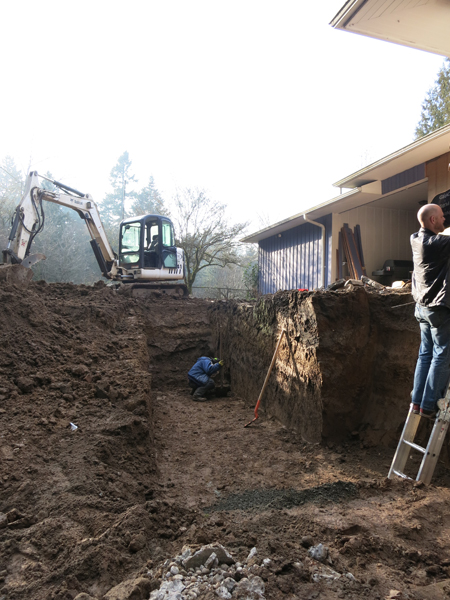 Still excavating for the footing and wall.