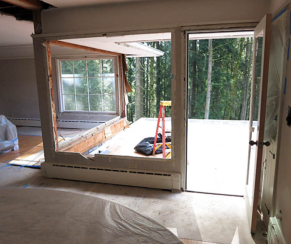Standing in the dining room looking towards the terrace with the windows removed.